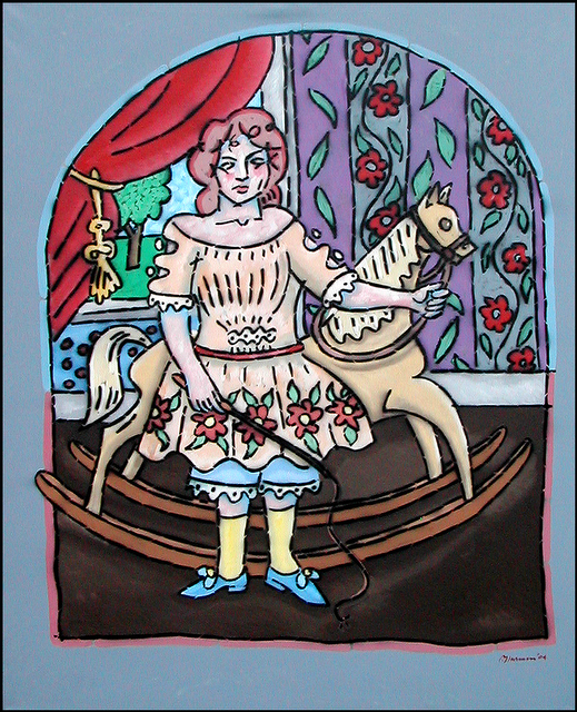 Naive American. (Girl with Rocking Horse)